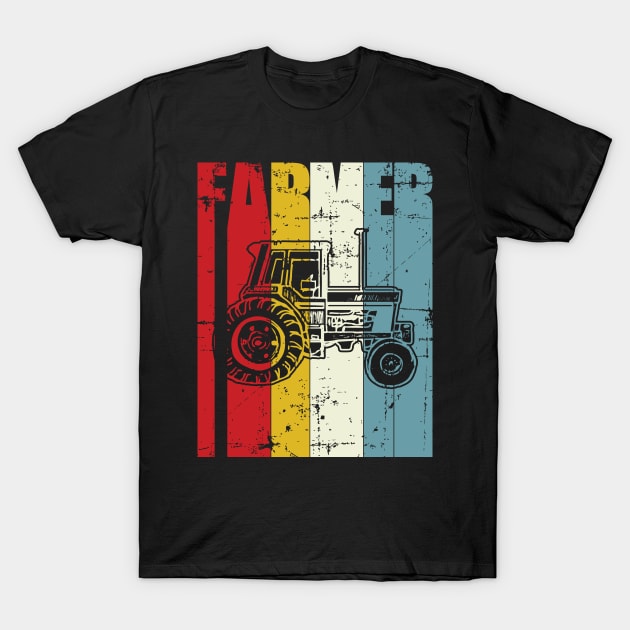 Retro Farmer Gift Farming Vintage Tractor 70s 80s T-Shirt by TheTeeBee